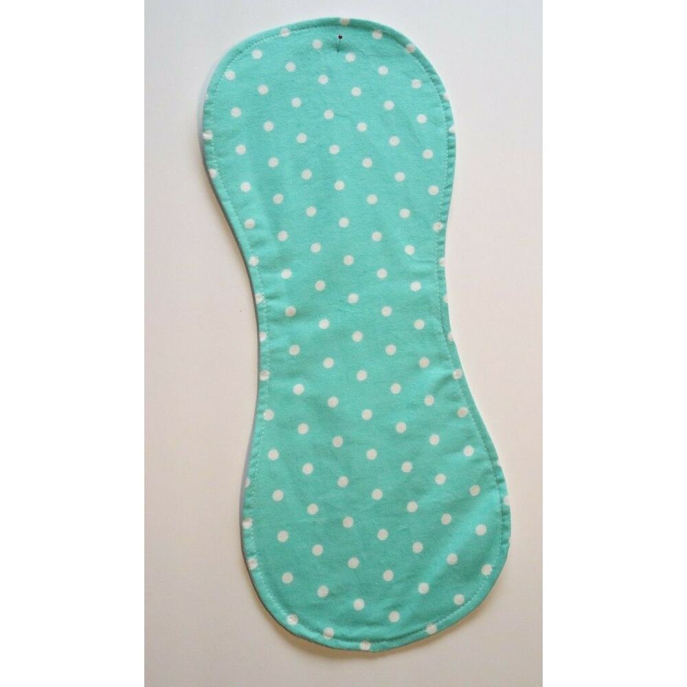 Baby Flannel Burp Cloth Contoured Cotton Double Layer Handmade Aqua Polka Dots